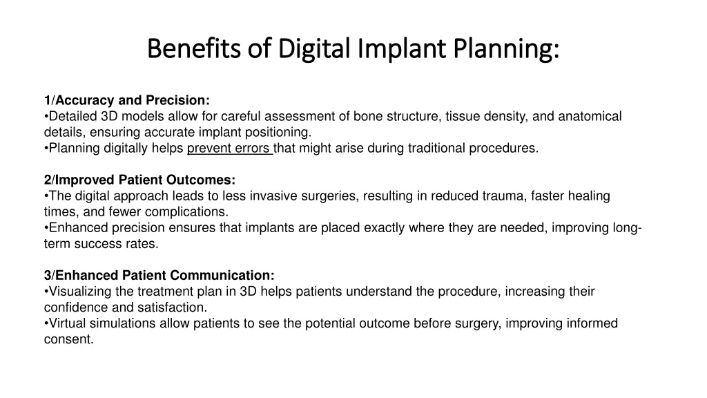 benefits of digital implant planning benefits