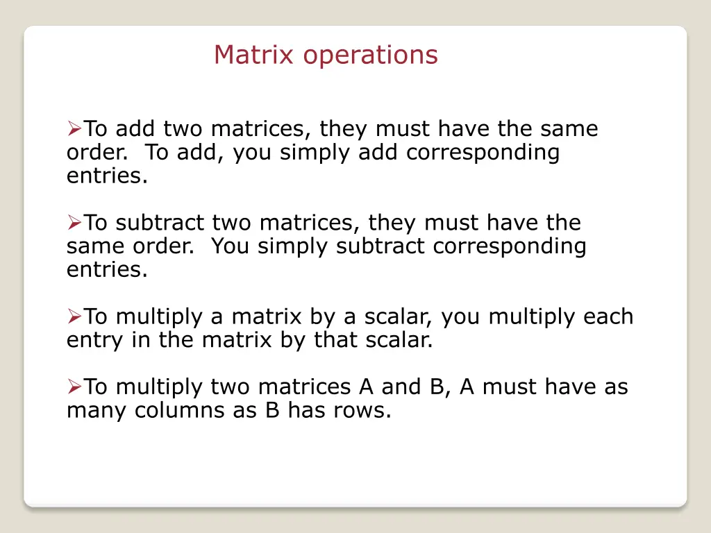 matrix operations