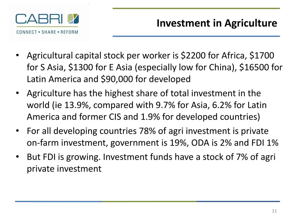 investment in agriculture