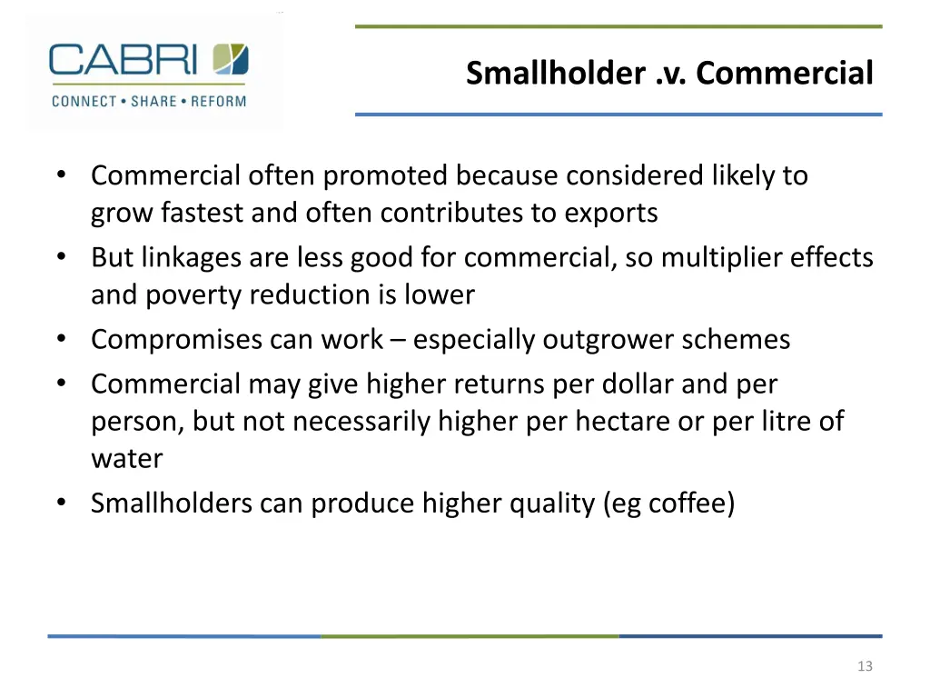 smallholder v commercial