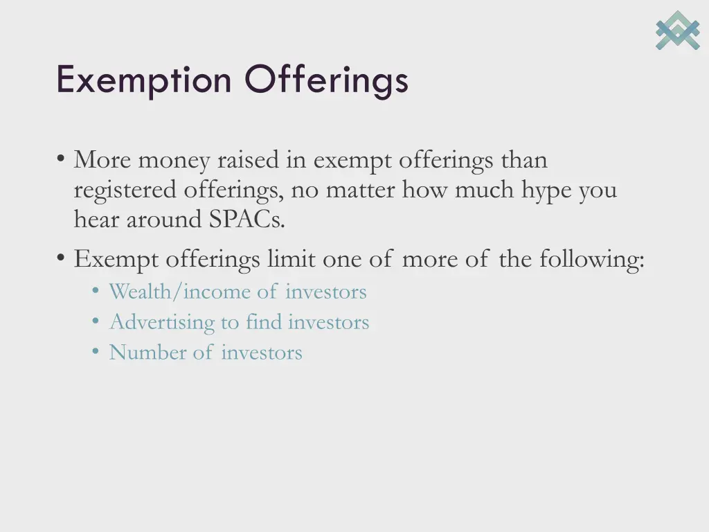 exemption offerings