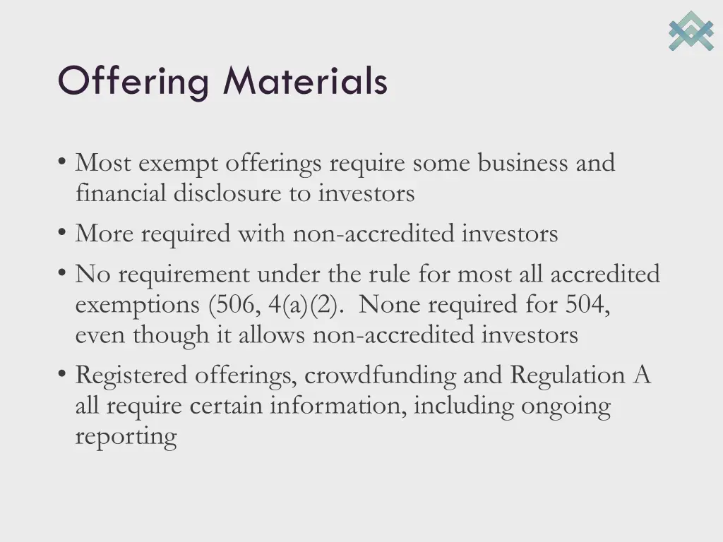 offering materials