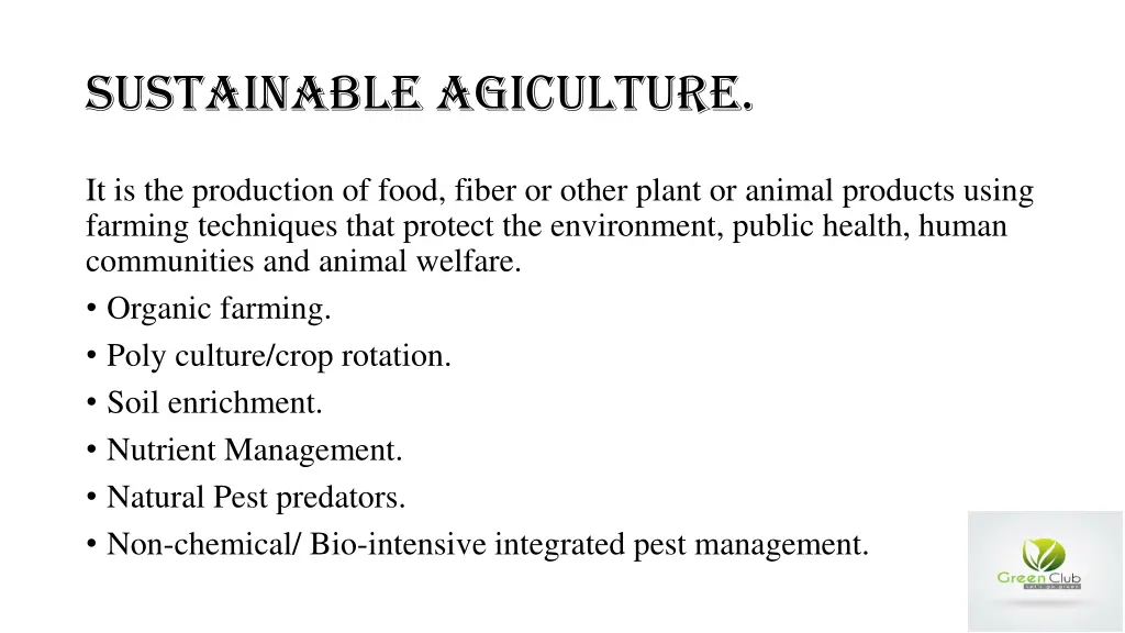 sustainable agiculture