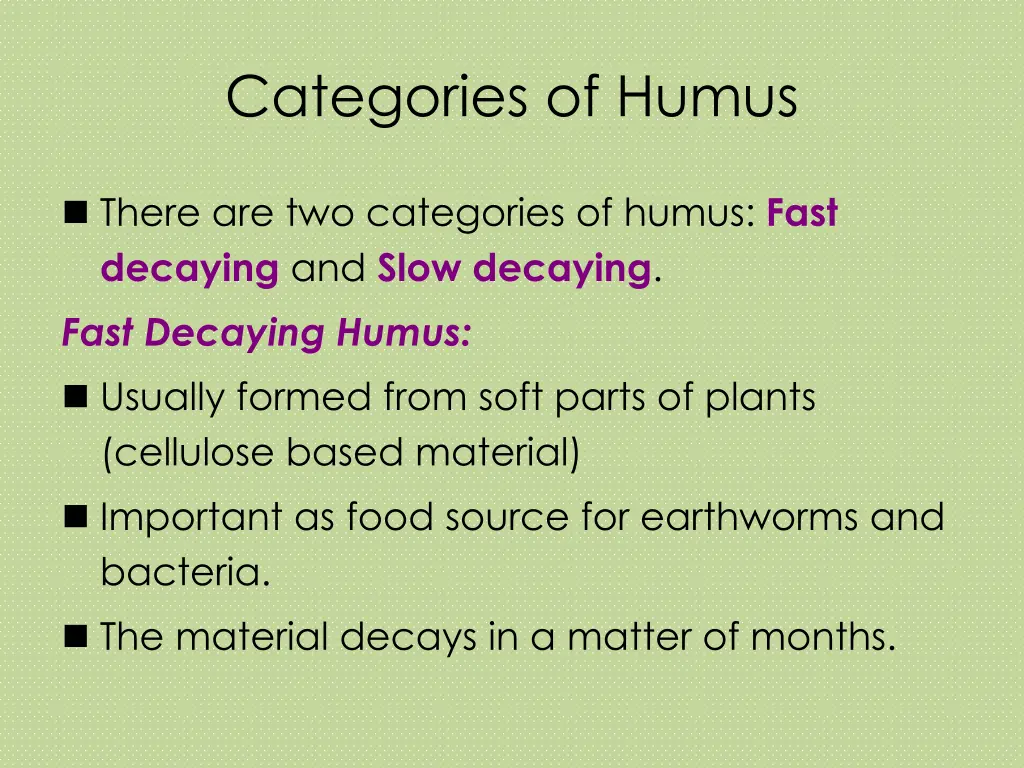 categories of humus