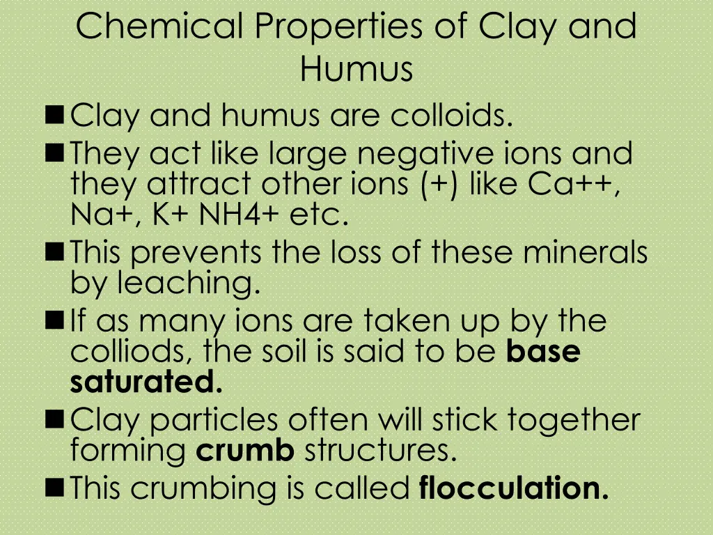 chemical properties of clay and humus clay