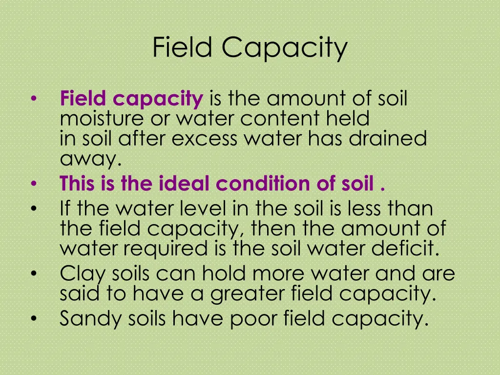 field capacity
