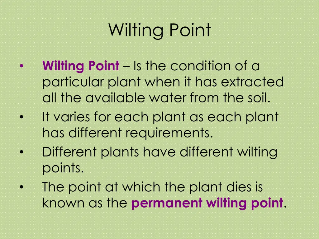 wilting point