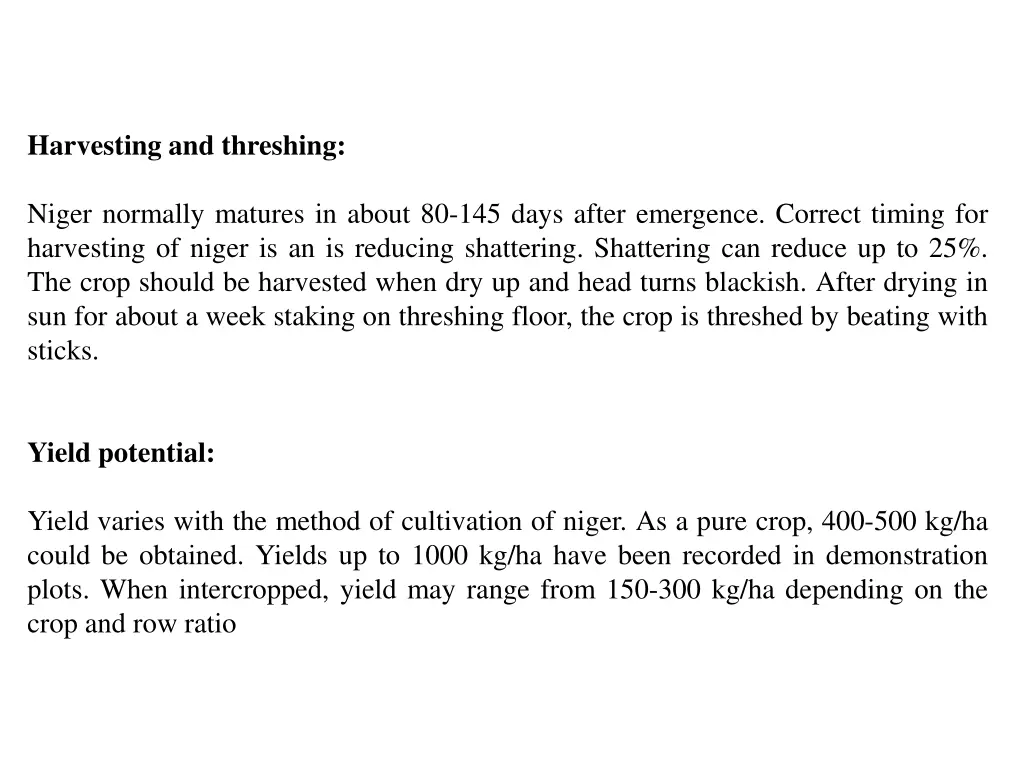 harvesting and threshing