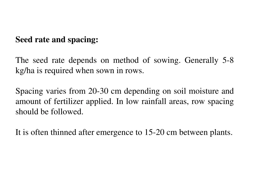 seed rate and spacing