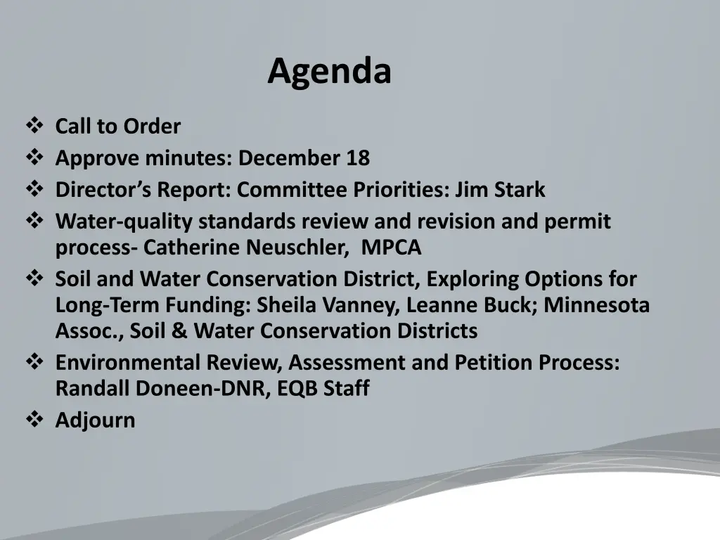 agenda