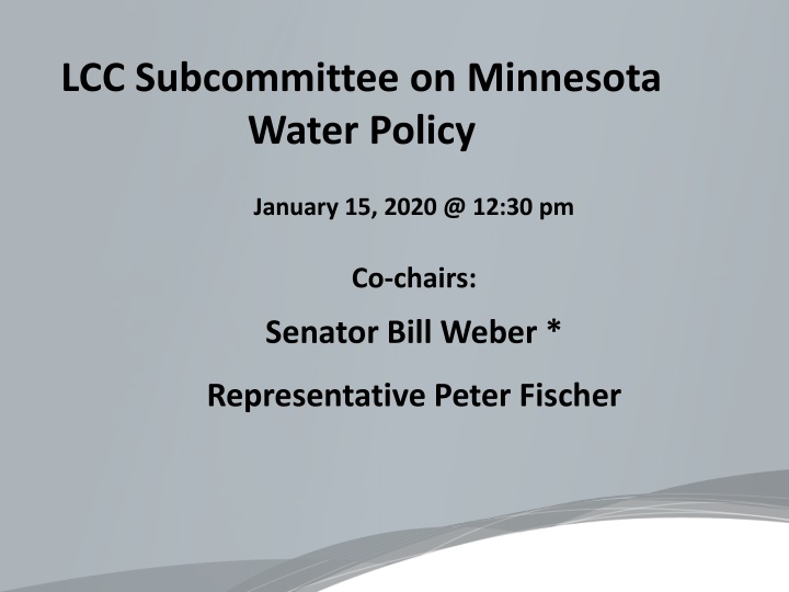 lcc subcommittee on minnesota water policy