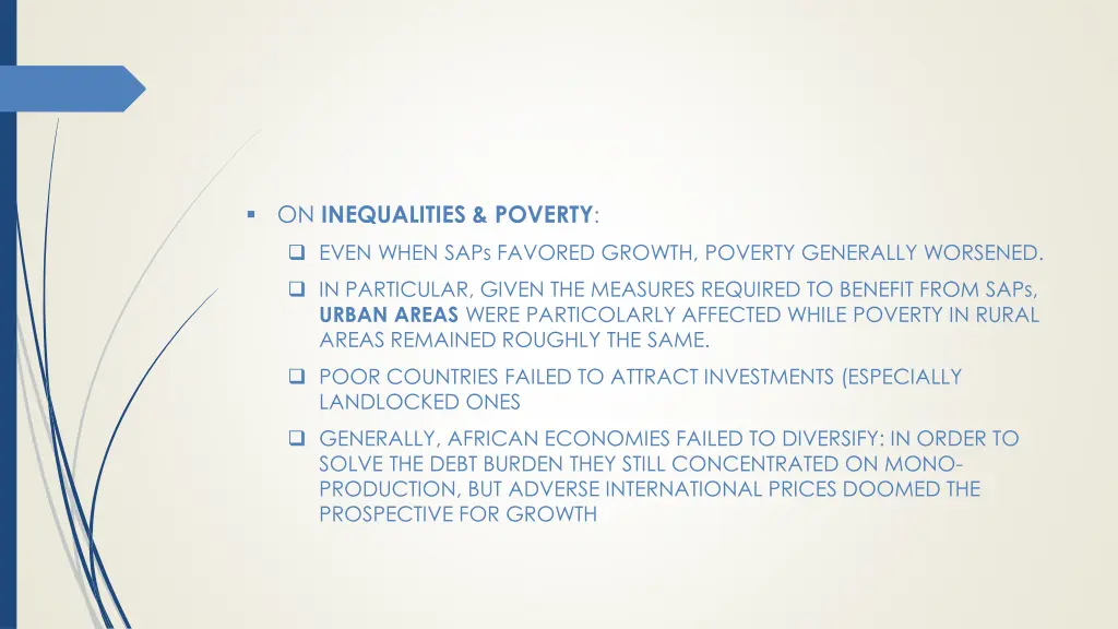on inequalities poverty