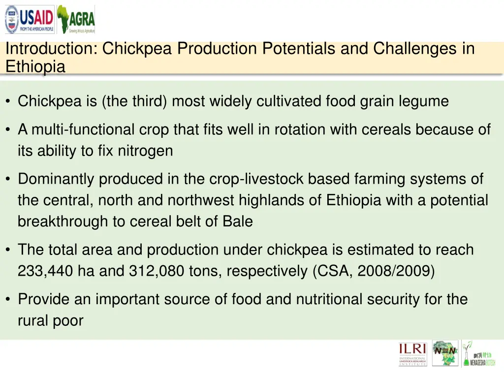 introduction chickpea production potentials