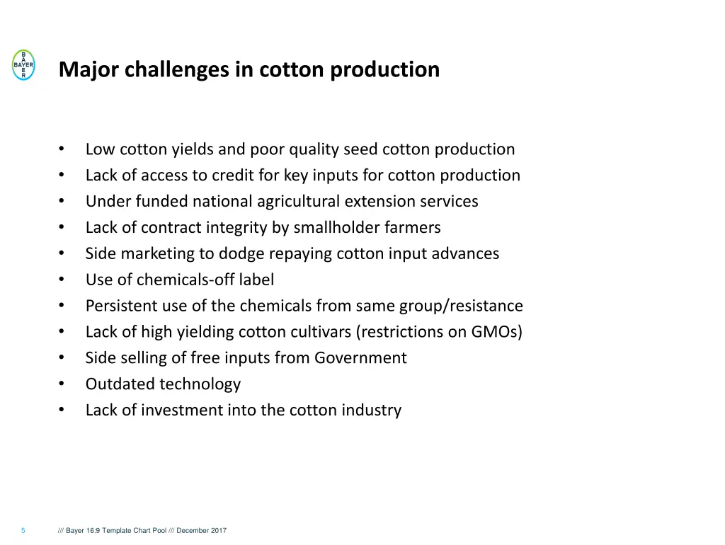 major challenges in cotton production