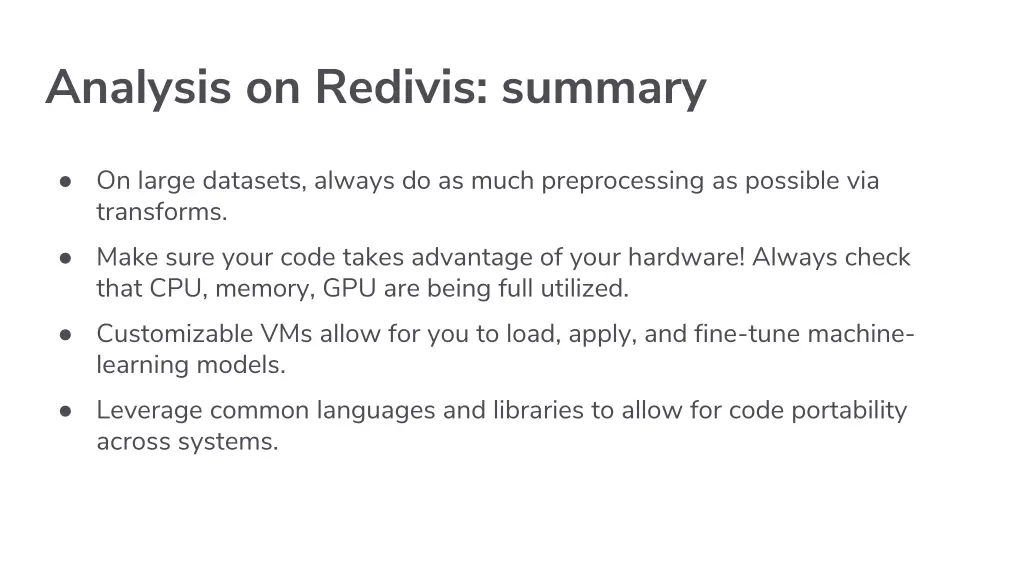 analysis on redivis summary