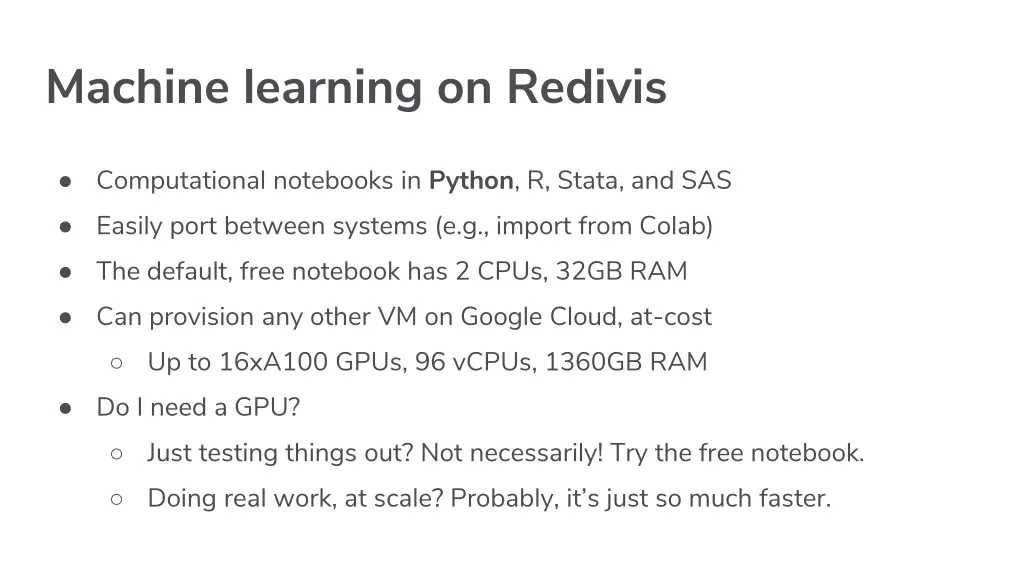 machine learning on redivis