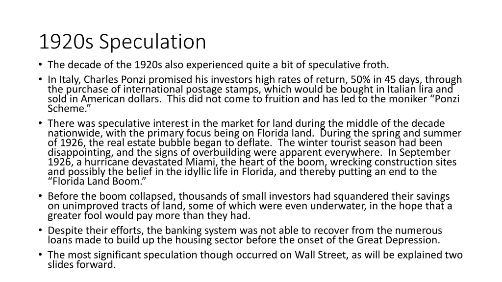 1920s speculation the decade of the 1920s also