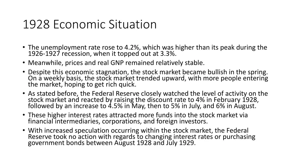 1928 economic situation