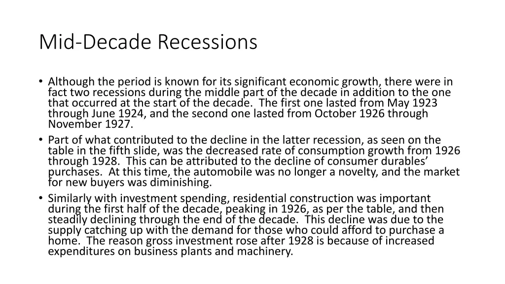 mid decade recessions
