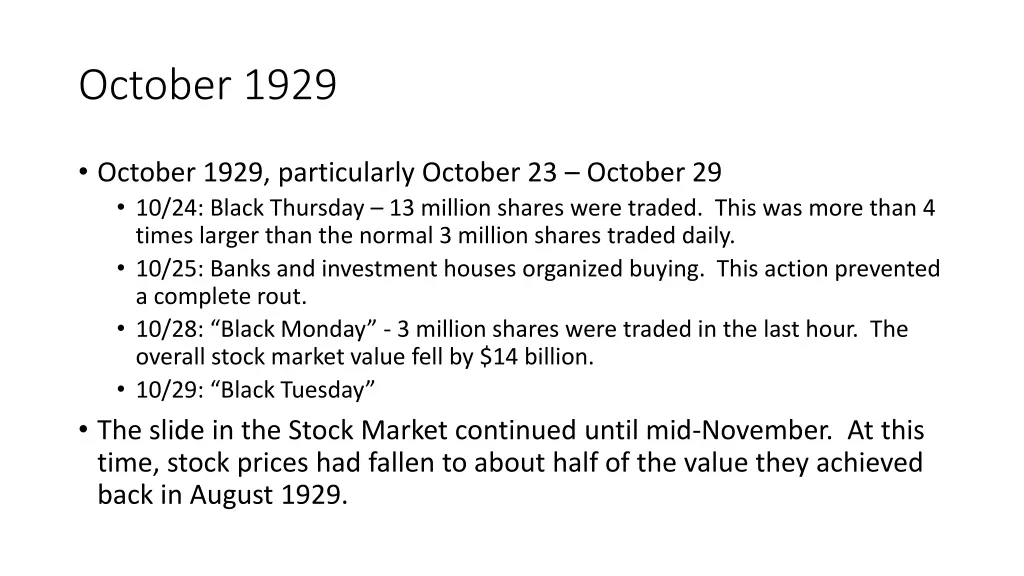october 1929