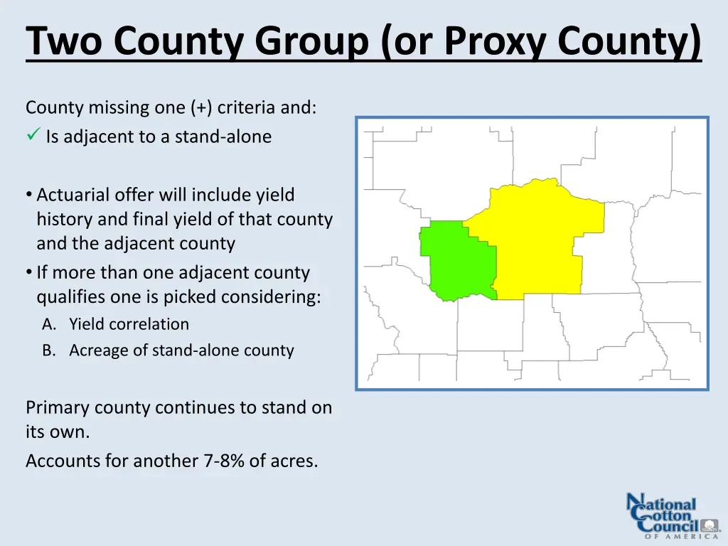 two county group or proxy county
