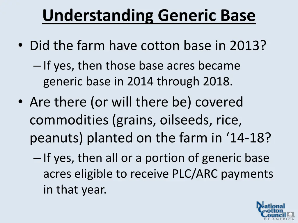 understanding generic base