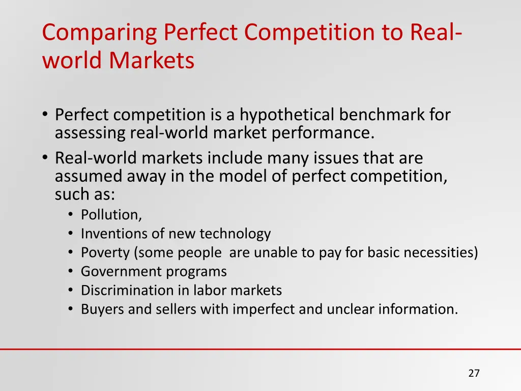 comparing perfect competition to real world