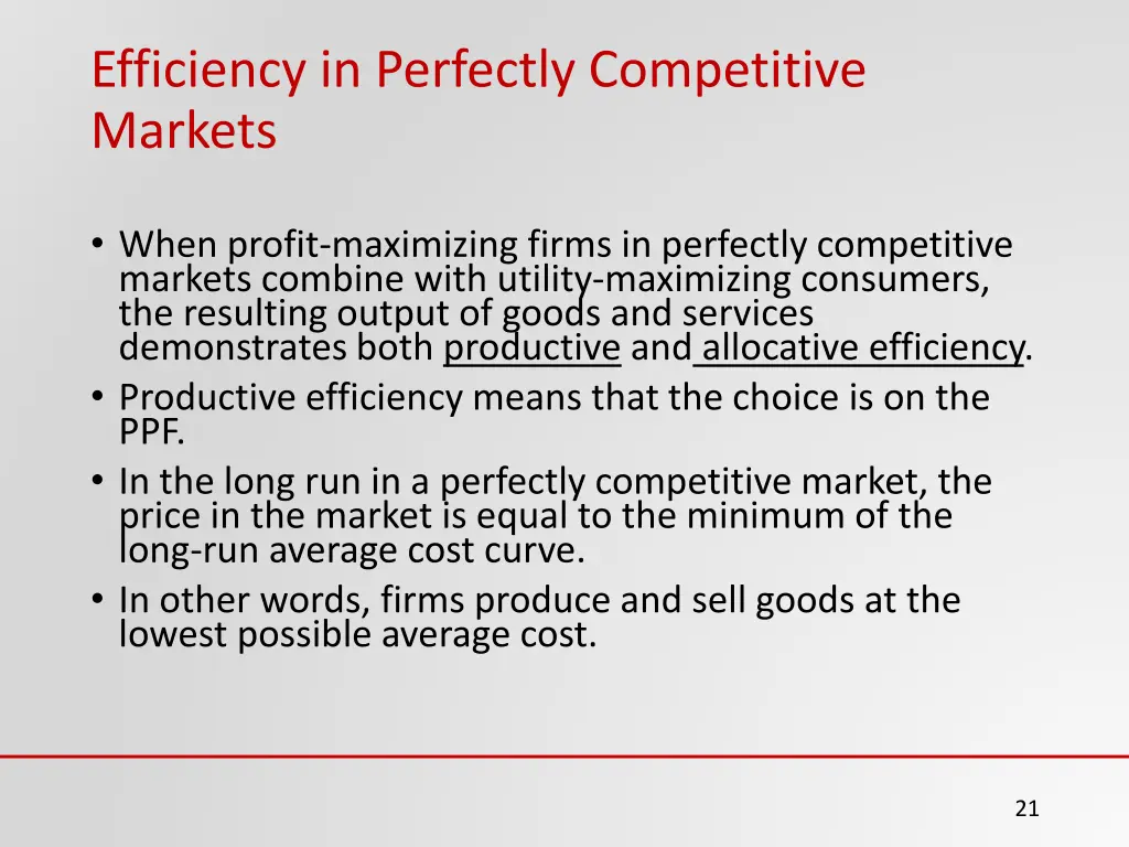 efficiency in perfectly competitive markets