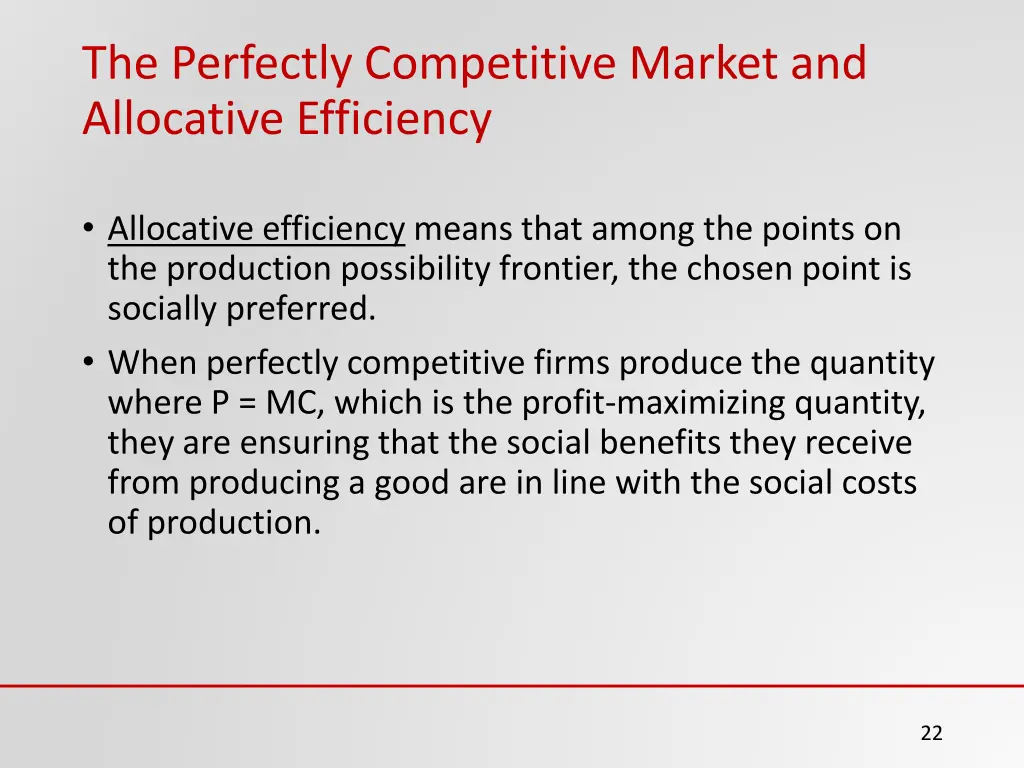 the perfectly competitive market and allocative
