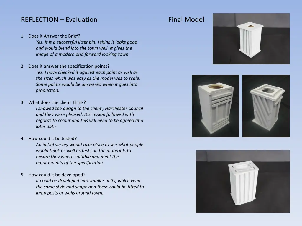 reflection evaluation