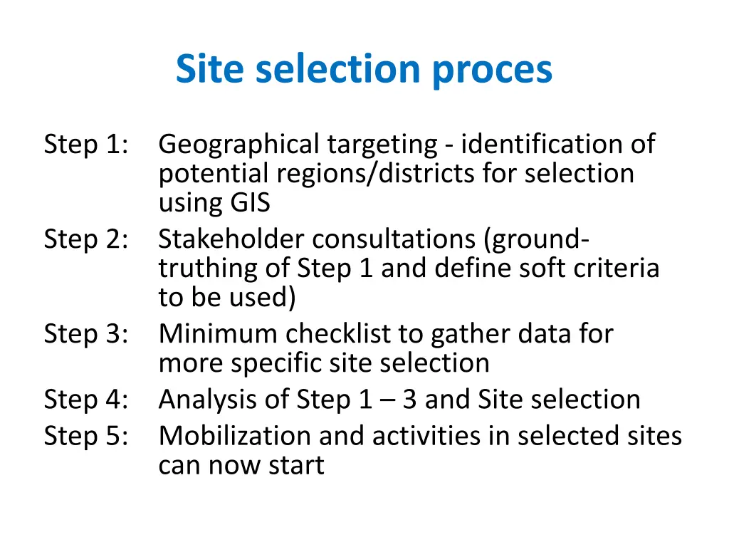 site selection proces