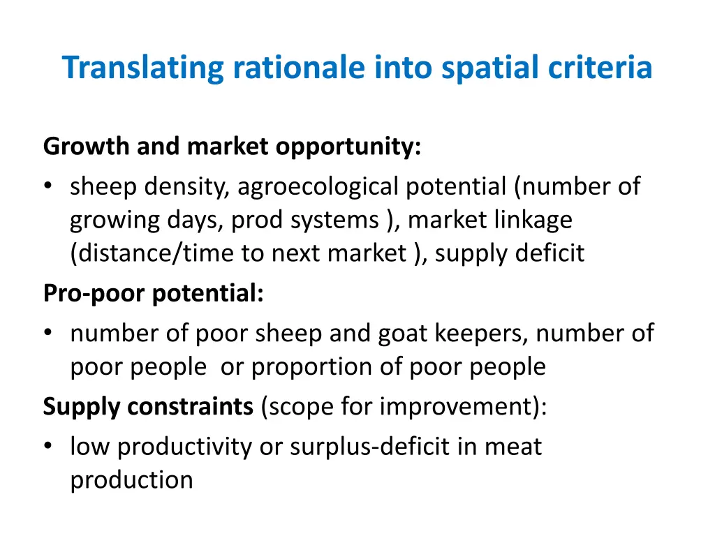 translating rationale into spatial criteria