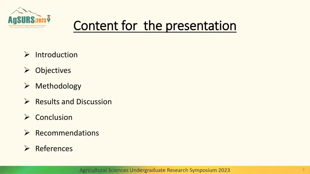 content for the presentation content