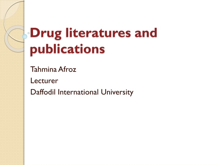 drug literatures and publications