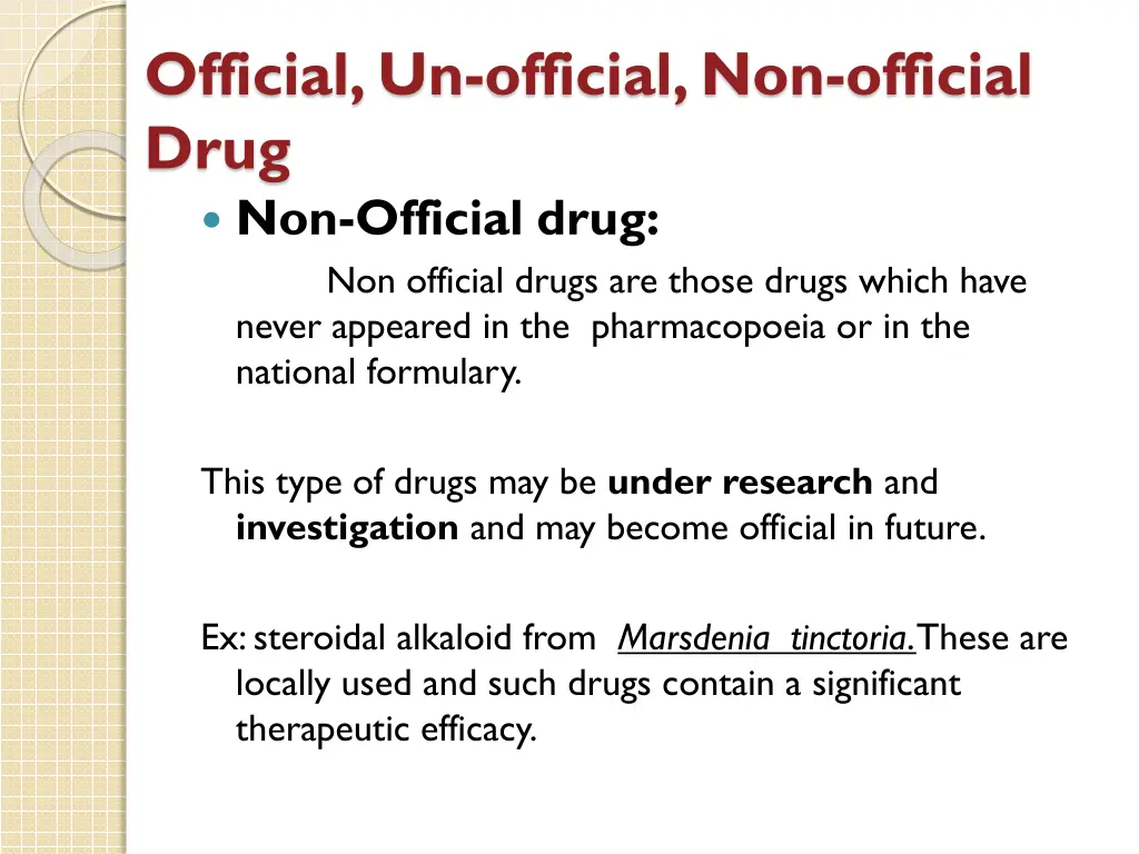 official un official non official drug 1