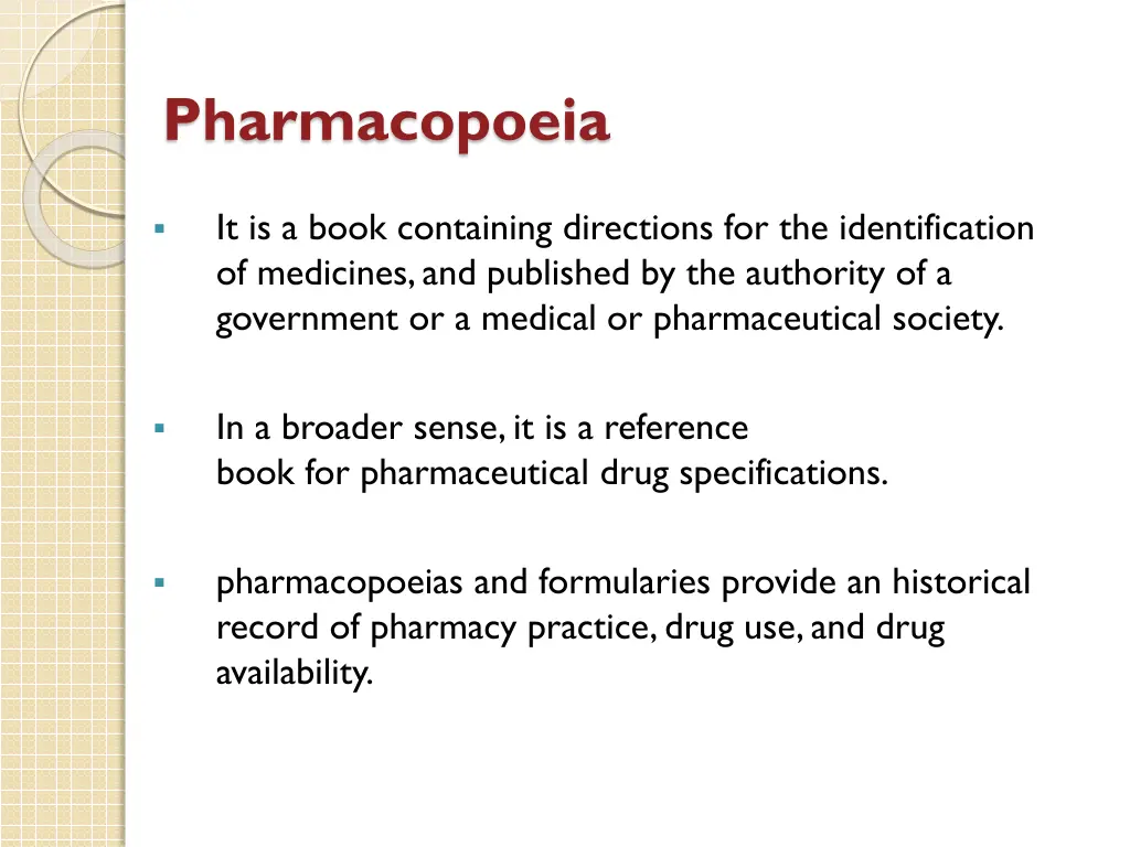 pharmacopoeia 1