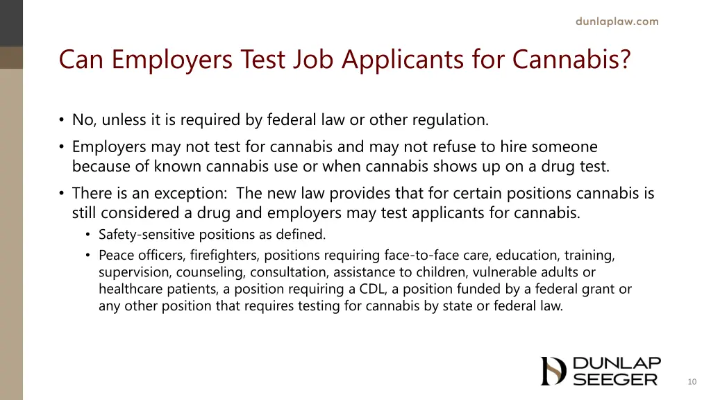 can employers test job applicants for cannabis