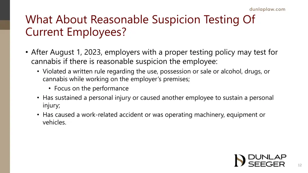 what about reasonable suspicion testing