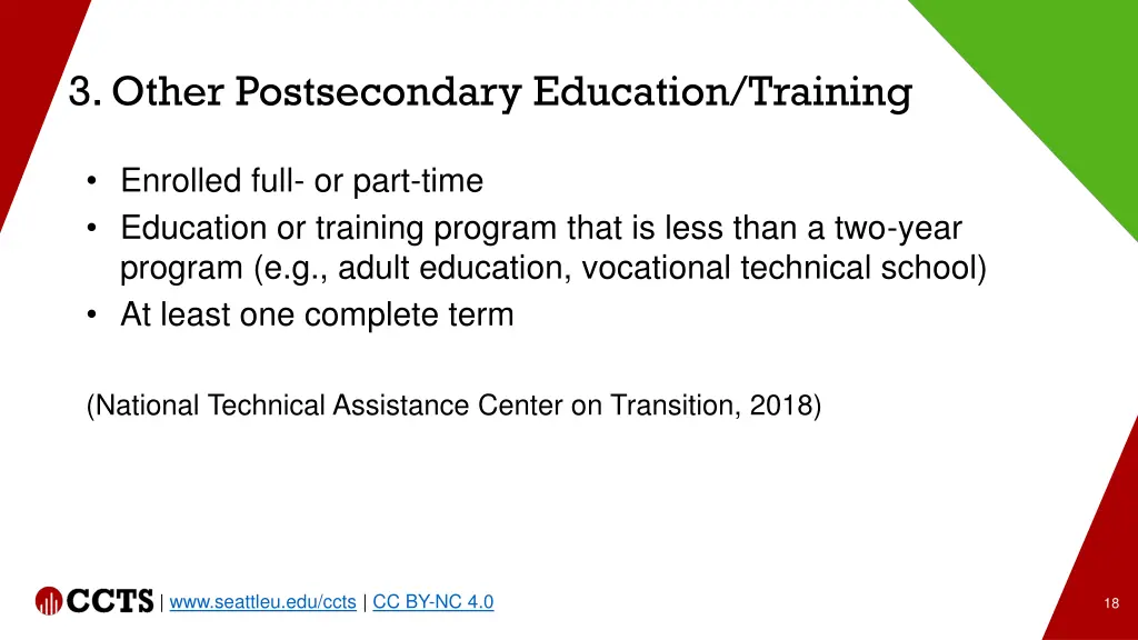 3 other postsecondary education training