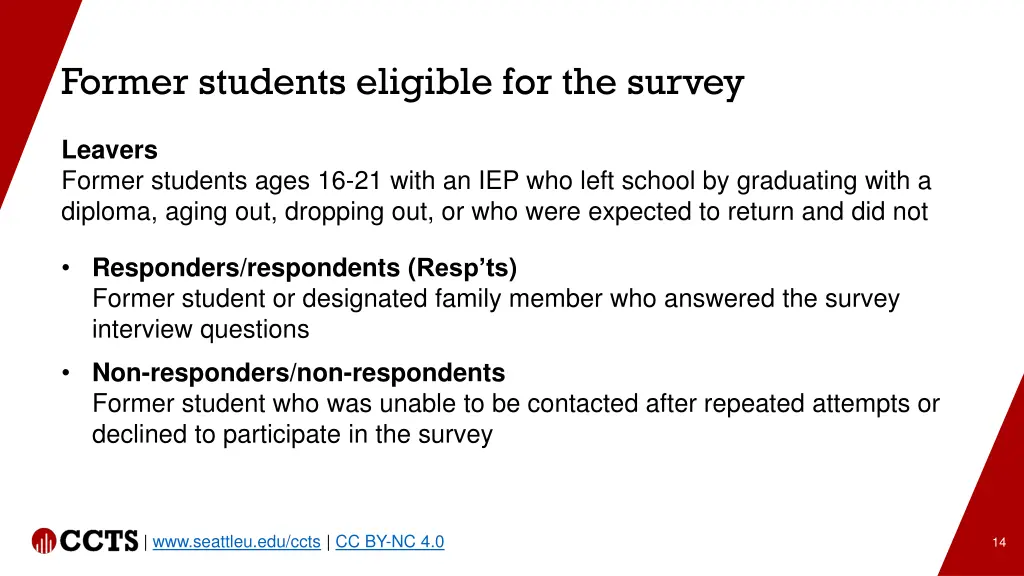 former students eligible for the survey