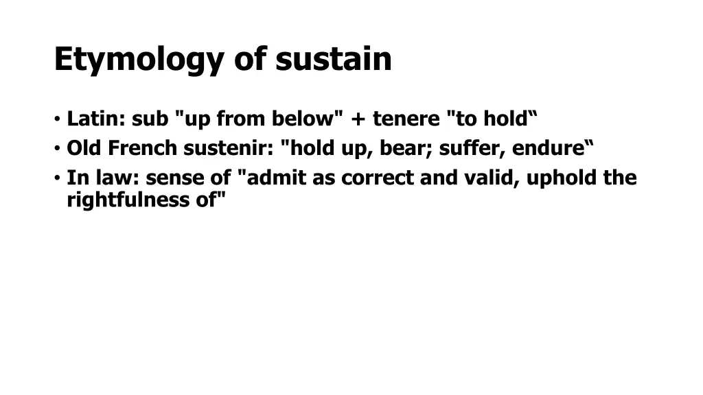 etymology of sustain