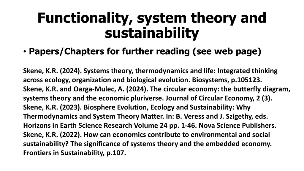 functionality system theory and sustainability