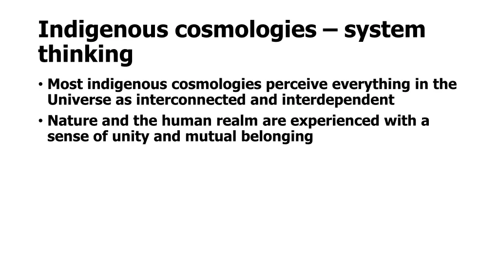 indigenous cosmologies system thinking