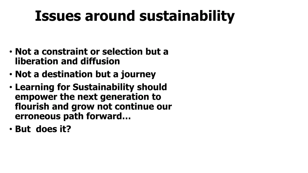 issues around sustainability