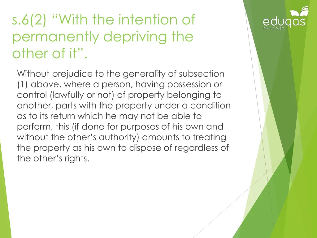 s 6 2 with the intention of permanently depriving