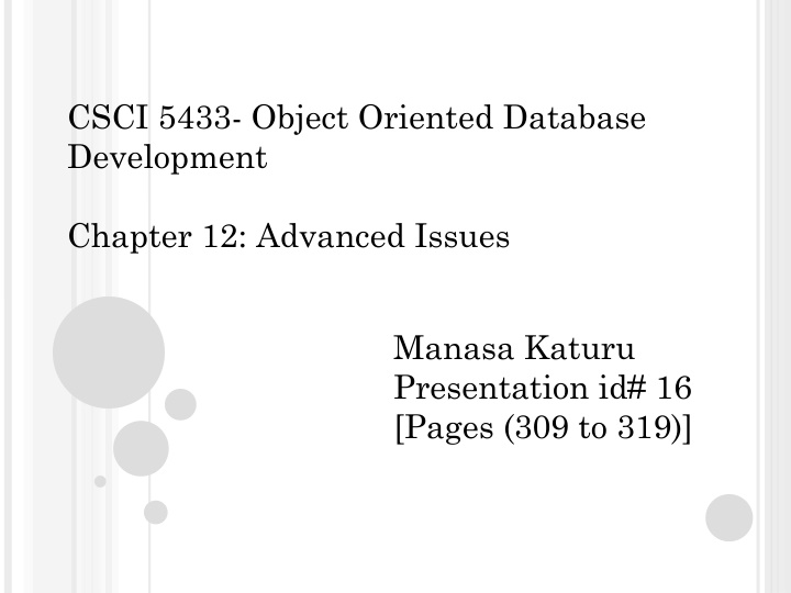 csci 5433 object oriented database development