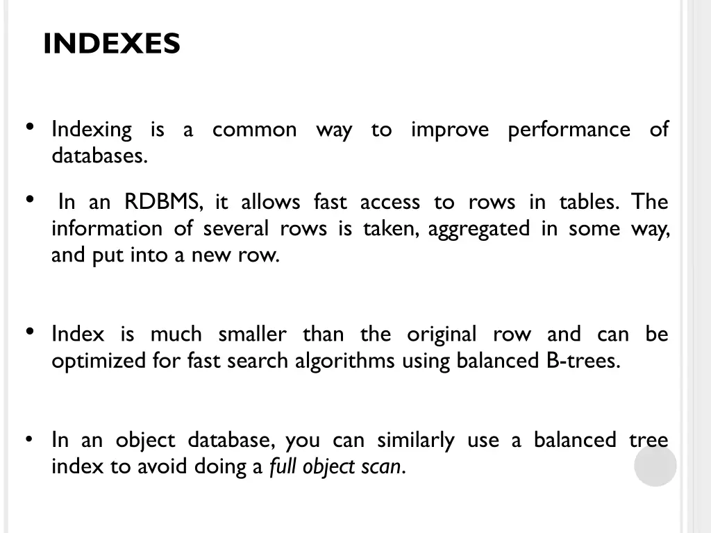 indexes