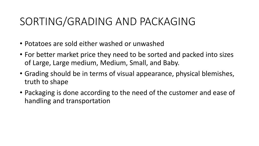 sorting grading and packaging