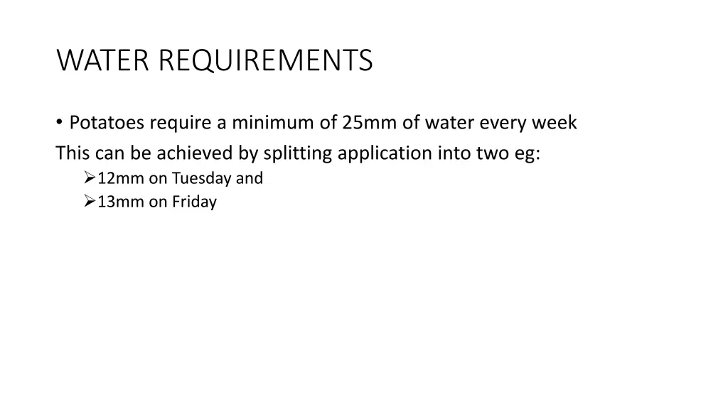 water requirements