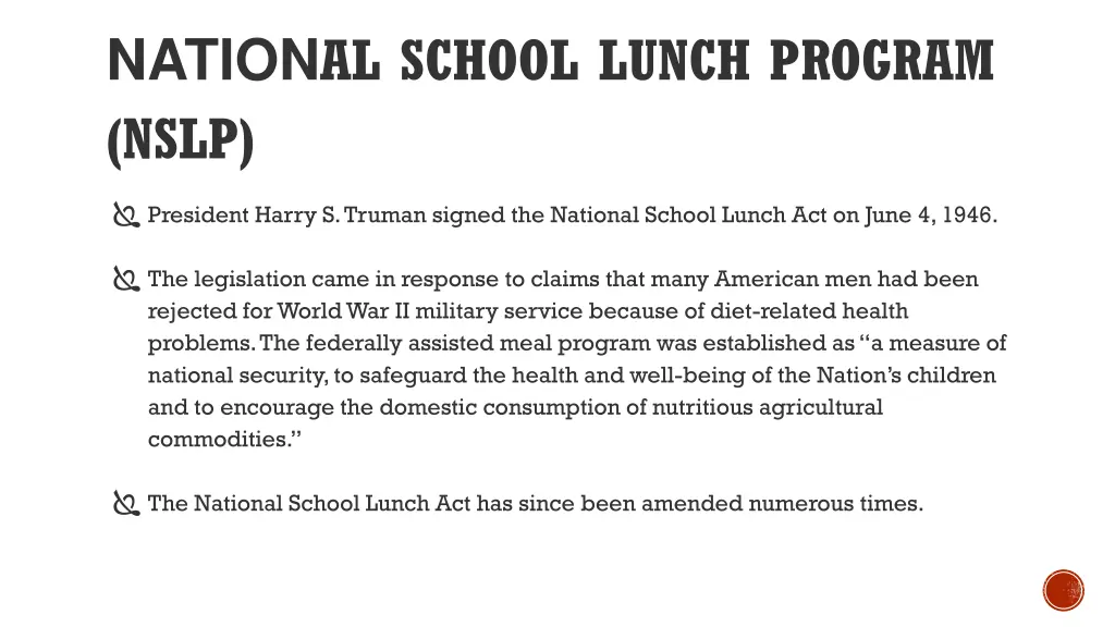 nation al school lunch program nslp